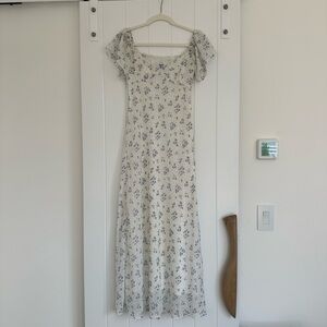 Princess Polly Hera White and Blue Floral Maxi Dress